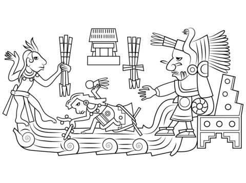 Chalchiuhtlicue Aztec Goddess Of Water Coloring Page